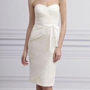 Monique Lhuillier Tulle Pink Sweet Heart Neck Knee Length Bridesmaid Dress Sz 6